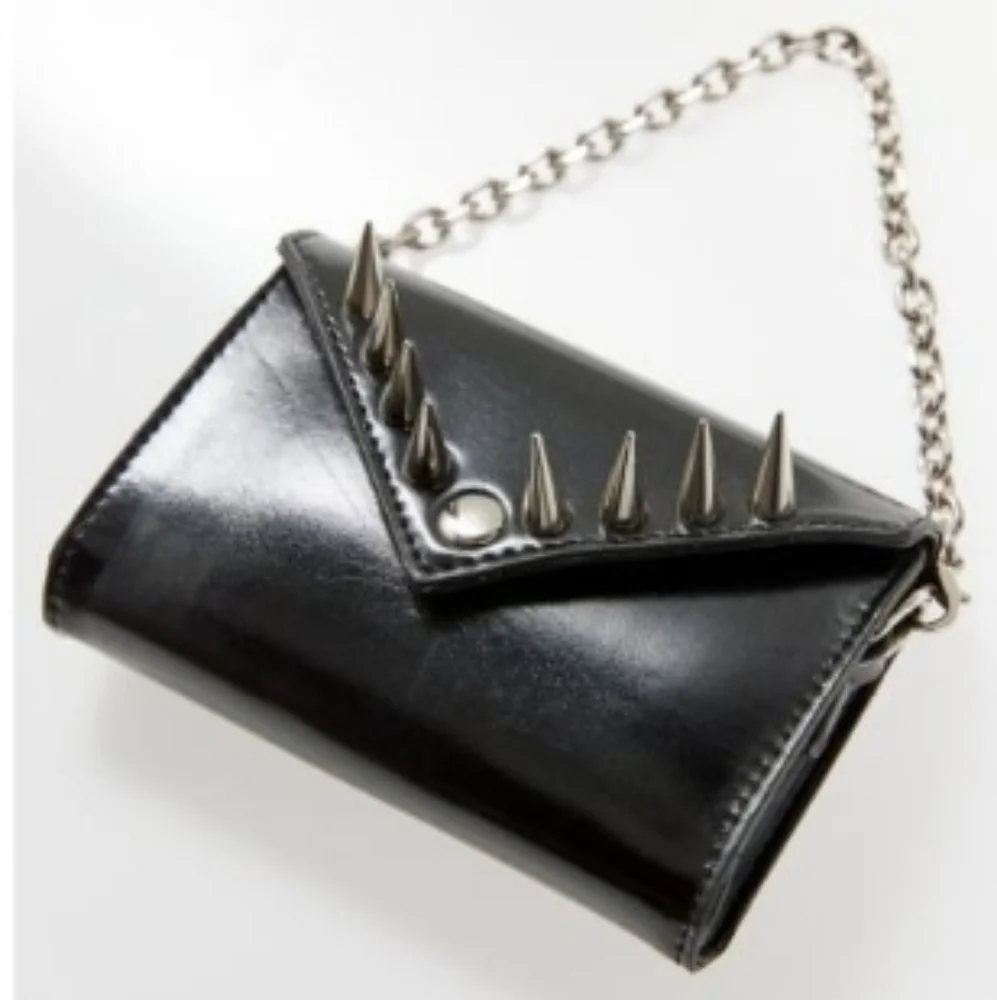 Urban Outfitters Black Spike-Accent Chain Wristlet